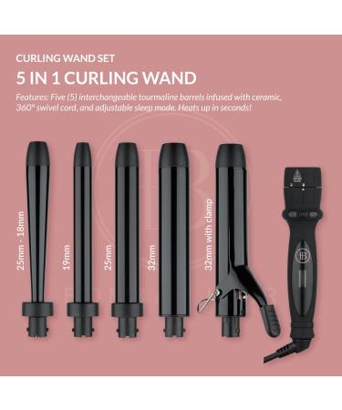 Bombay Hair Curling Wand Set - 5 in 1 Professional Tourmaline Curling Iron Kit with Heat Resistant Glove & Temperature Control | Perfect for Salon-Quality Curls - Buy Online on GoSupps.com
