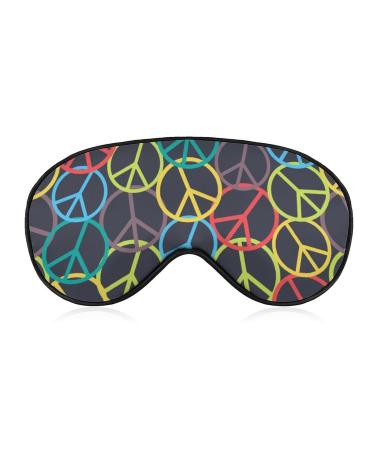 Colorful Peace Sign Sleep Mask Eye Cover for Sleeping Blindfold with Adjustable Strap Blocks Light Night Travel Nap for Men Women