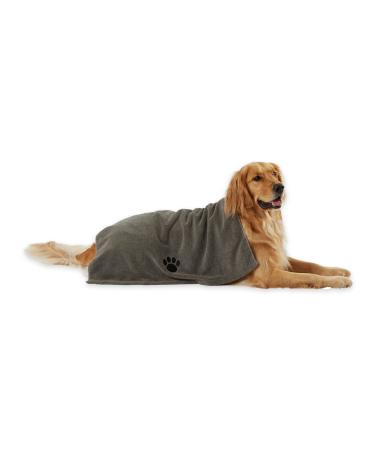 Bone Dry Pet Grooming Towel Collection Absorbent Microfiber X-Large, 41x23.5", Embroidered Gray 41x23.5" Embroidered Gray