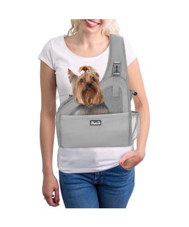 Eyin dog -friendly carrier hooks Dogs hands free travel bag for small pets with adjustable straps hard fiber panel flooring for dogs under 3kg widened version gray M+ (for short -legged pets below 3 kg) gray