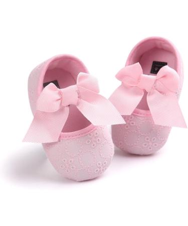 LACOFIA Baby Girls Christening Shoes | Anti-Slip Soft Sole Prewalkers | 3-6 Months | Pink - Buy Online on GoSupps.com