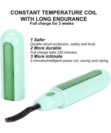 Heated Eyelash Curler Electric Heating Lash Curler Mini Portable Makeup Electric Curling Fast Anti Burn Long Lasting USB Rechargeable with Built in Comb for Women (Green) - Buy Online on GoSupps.com