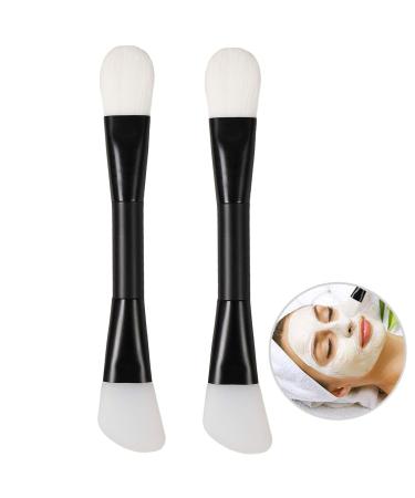 GOLIKEE 2PCS Dual Sided Face Mask Brushes  Knife Shaped Soft Silicone Facial Mud Mask Applicator Brush  Mask Beauty Tool for Makeup  Foundation  Cream  Mud  Clay  Mixed Mask and Body Lotion (Black)
