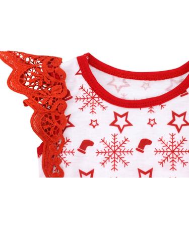 FYMNSI Baby Girls My First Christmas Outfit 4pcs Set | Princess Tutu Romper Dress with Bowknot Headband, Shoes, and Leg Warmers | 0-18 Months | 3-6 Months | White Snowflake Lace - Buy Online on GoSupps.com