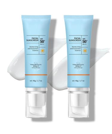 Face Sunscreen SPF 50 Broad Spectrum - Clear Hydrating Formula for Sensitive Skin Non-Greasy Sun Protection Against UVA/UVB Rays Travel Size 1.7oz No Sticky Feel (2)