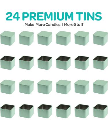 Hearts & Crafts 8 oz Mint Square Candle Tins - 24-Pack Bulk Jars for Candle Making, Arts & Crafts, Storage, Gifts - Empty Candle Jars with Lids - Buy Online on GoSupps.com