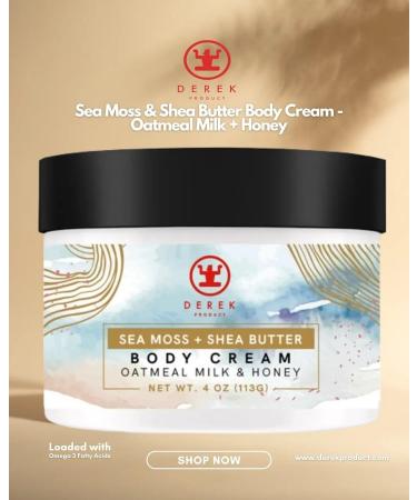 Shea Butter Body Cream 4 Oz | Moisturizer for Dry Skin | Natural Body Butter with Oatmeal Milk & Honey | Sea Moss & Avocado Oil - Buy Online on GoSupps.com