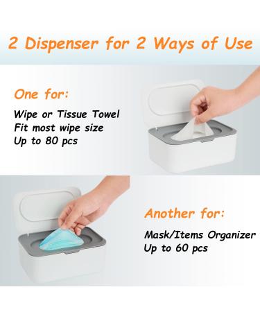2 Pack Wipes Dispenser for Baby & Adult | Refillable Container | Keeps Wipes Fresh | One-Handed Operation | Non-Slip | Easy Open/Close | Grey - Buy Online on GoSupps.com