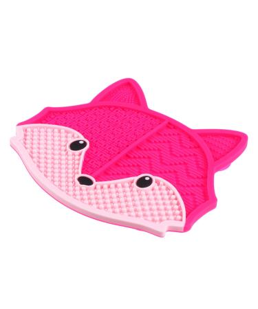 Beavorty fox scrub makeup brush cleaning mat silicone makeup brush cleaner mat makeup brush cleaning pad makeup brush cleaning mat brush cleaning pad silicone washer Silica gel simple 17x15cm Rosy