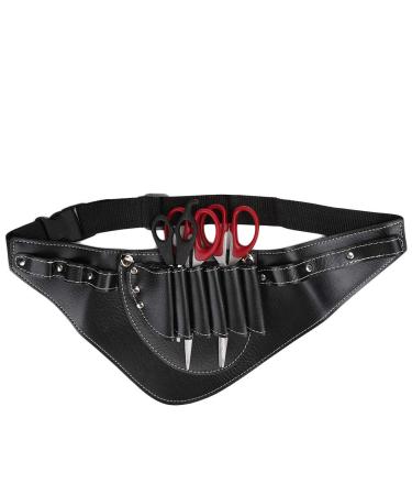 Hairdressing Bag Leather Hairdressing Scissors Pouch PU Leather Barber Shears Bag With Waist Shoulder Belt Hair Stylist Shears Comb Tools Pouch Holder (Black)
