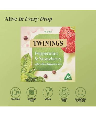 Twinings Peppermint and Strawberry Herbal Tea Bags 20 Tea bags PEPPERMINT/STRAWBERRY Single - Buy Online on GoSupps.com