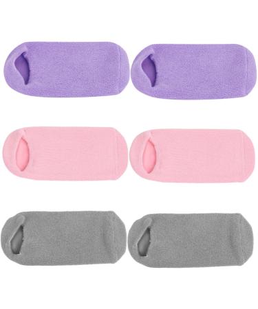 Healeved 3 Pairs foot gel socks moisture enhancing socks spa moisture socks spa socks for dry feet moisturizing gel heel socks women foot masks non-slip care products Miss Cotton-Spandex