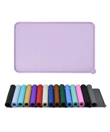 Reopet silicone feed mats for pets - waterproof dog and cat space mats with elevated edges - dog and catpipes - choose Sizes 60 x 40 cm (1 -pack) Hibiskus Purple