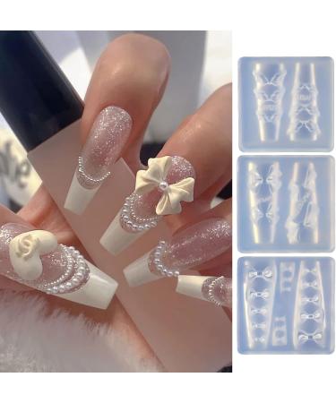 3D Nail Art Silicone Mold Angel Wings/Ribbon Bow-Designs Nail Art Decorations Carving Mold DIY Nail Art Template Resin Jewelry Molds Silicone Necklace Earrings Pendant - Buy Online on GoSupps.com
