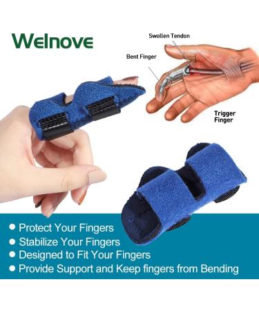 Welnove Finger Splint - 2 PCS Finger Brace for Trigger Finger Broken Fingers | Support & Stabilization for Index Middle Ring Finger - Blue Style B - Buy Online on GoSupps.com