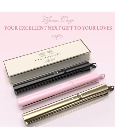 2 in 1 Titanium Hair Straightener & Curler | 100% Pure Ti-Thermal Flat Iron | Professional 1-Inch Styling | Black Gold Pink - Buy Online on GoSupps.com