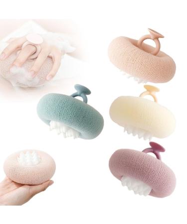 Super Soft Sunflower Suction Cup Bath Ball Exfoliating Luffa Body Scrub Shower Sponge Essential Bath Sponge for Men and Women(A Set)
