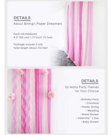 Streamers Paper 216ft Long 1.77in Wide Lovely Pink kits Crepe Paper Streamers 3 Colors  Tassels Streamer Paper for Birthday Party  Class Party  Family Gathering  Thanksgiving  Christmas Decorat - Buy Online on GoSupps.com