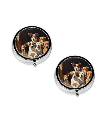 (Farm Animals) Round Pill Box 3 Compartment Pill Box Mini Decorative Pocket Purse Portable Travel Medicine Tablet Vitamin Holder Organizer Pill Case