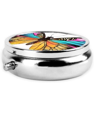 Colorful Butterfly Round Pill Box | 3 Compartment Travel Medicine Organizer & Portable Vitamin Holder - Buy Online on GoSupps.com