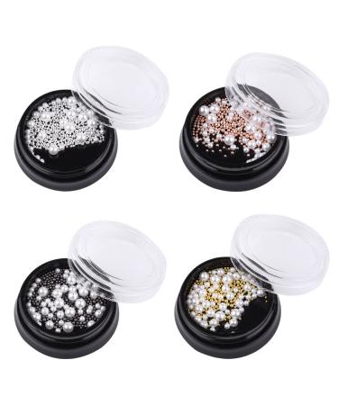 LALAFINA 4 Pearl Studs for Nails Manicure Pearls Circle Beads White Stickers Diy Pearl Beads Nail Art Charms Craft Pearl Ballet Shoes Diy Manicure Accessories Three-dimensional