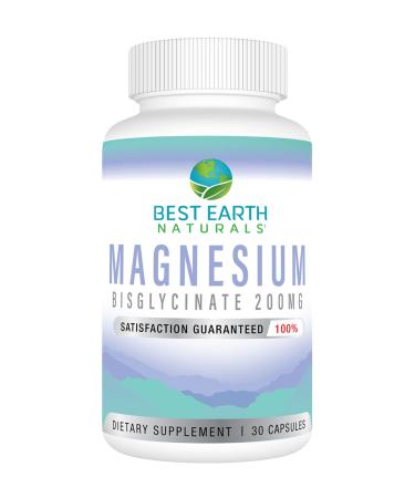 Best Earth Naturals Magnesium Bisglycinate 200 mg Vegan Formula for Joint Digestion and Rest Support 30 Count