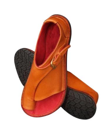 Bunion Orthopedic Sandals for Womens Casual Lightweight Hallux Valgus Flat Slippers Summer Roman Travel Ladies Beach Flip Flops for Plantar Fasciitis/Foot Correction 6.5 Orange
