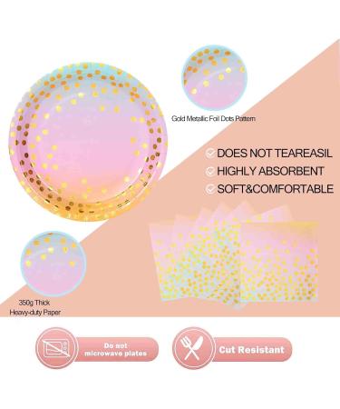 80pcs Pastel Rainbow Party Supplies Disposable Golden Dot Paper Plates and Napkins Party Tableware for Rainbow Pastel Birthday Wedding Baby Shower Graduation Pastel-80-tableware - Buy Online on GoSupps.com