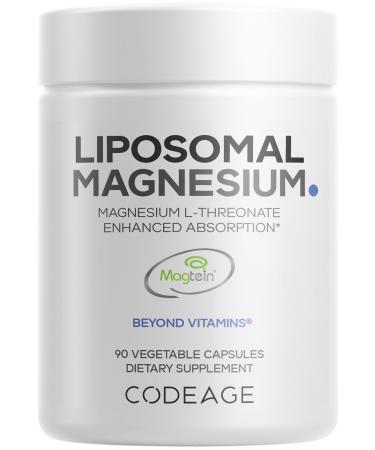 Codeage Liposomal Magnesium L-Threonate Supplement Patented Magtein Magnesium Threonate for Brain Health Memory and Cognitive Function Support Bioavailable Non-GMO - 90 Capsules