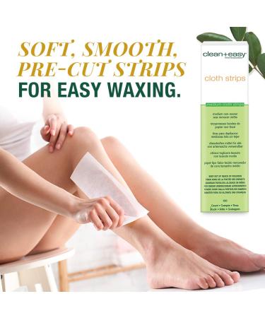 Clean + Easy Medium Cloth Strips for Hair Removal | Wax Strips for Legs & Bikini Waxing - 100 Mess-Free Strips for Salon and At-Home Treatment - Buy Online on GoSupps.com