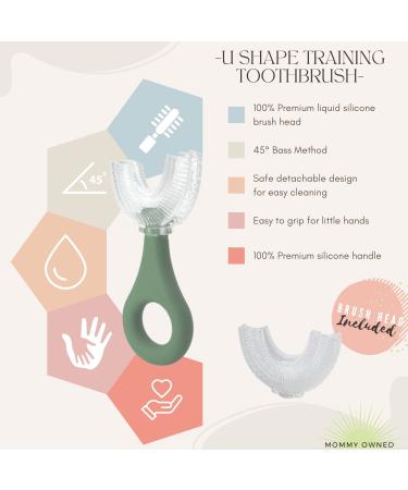 Happy Bubble Premium Soft Silicone U-Shaped Toddler Toothbrush - Pink | 360 Kids Toothbrush w/ Extra Detachable Head - Buy Online on GoSupps.com