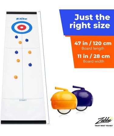 Elite Sportz Equipment Curling Game - Tabletop Family Fun Set with 4 Ft x 1 Ft Mat - Includes Bonus Travel Bag - Ages 6 & Up - Buy Online on GoSupps.com