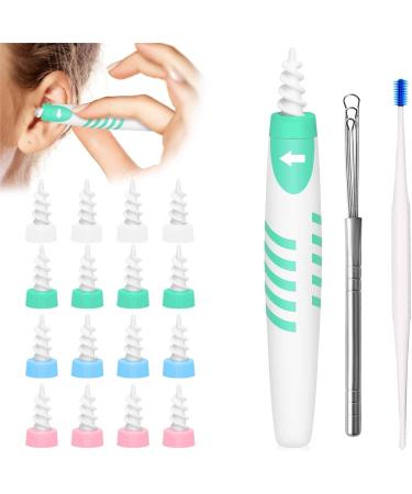 GWAWG Ear Wax Removal Tool Set - 16 Washable Soft Silicone Tips Stainless Steel Cleaner Spiral Ear Cleaner & Brush for Kids | Safe & Effective Ear Care - Buy Online on GoSupps.com