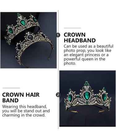 FRCOLOR Vintage Crown Headdress Rhinestone Diamond Tiara Headband Bridal Crown Baroque Queen Tiara Alloy Hair Hoop Bridal Hair Accessories for Christmas Party Headband Wedding Proms Green - Buy Online on GoSupps.com