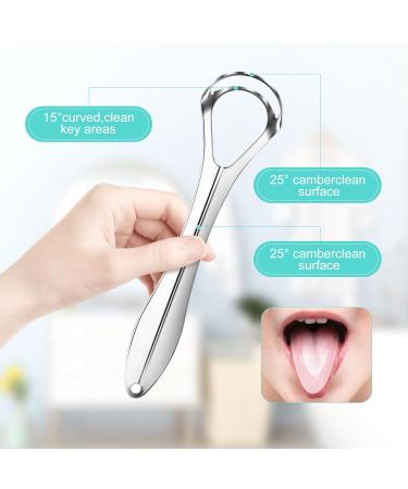 Stainless Steel Tongue Cleaner Set - 4 Piece Tongue Scraper for Bad Breath Relief | Ideal Hygiene Product for Men & Women - Buy Online on GoSupps.com