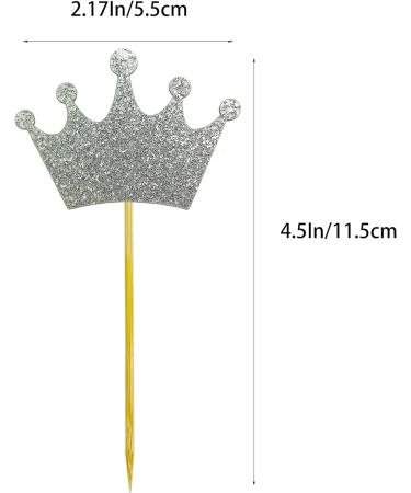 60 Pcs Glittery Crown Cupcake Toppers Royal Crown Fruit Picks Twinkle Party Cupcake Toppers For Birthday Party Wedding Baby Shower Decoration Supply (Silver) - Buy Online on GoSupps.com