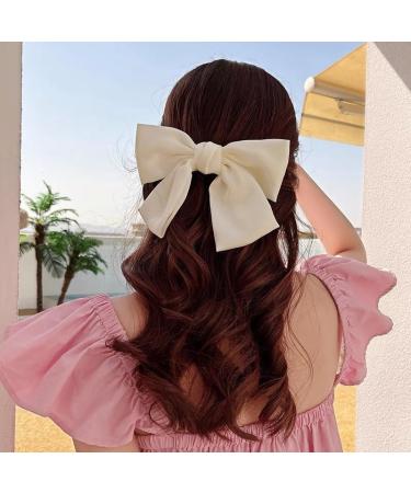 3 Women Bow Hair Clips French Fabric Hair Clips for Women Hair Clips with Bow Elegant Satin Hair Accessories for Girls (Black+Red+White) - Buy Online on GoSupps.com