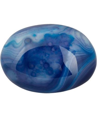 MookaiTedecor Nature Gemstone Drumstone - Polished Blue Agate Energy Healing Crystal for Reiki & Home Decor - Buy Online on GoSupps.com