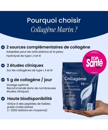 Collagene marin hydrolys type 1 2&3 | Articulations | Peau I Vitamine C I Collagene marin poudre 5g par portion | Go t neutre I Fabriqu en France I 180g | Laboratoire NaturAvignon - Buy Online on GoSupps.com