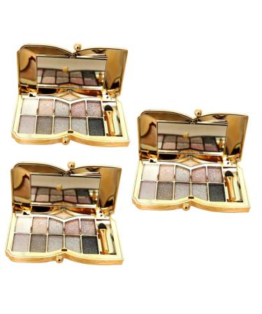 Beavorty 3pcs Eyeshadow Shadow Colors Eye Flash Glitter # Brush With Makeup Mirror & Colorful 1 count (Pack of 1) As Shownx3pcs