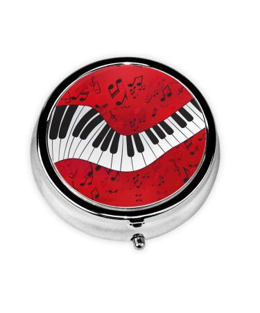 Music Note Piano Round Pill Box Lightweight Moisture-Proof Portable for Emergency Medication & Fish Oil Music Note Piano One Size
