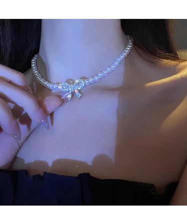 OralGos Elegant Pearl Necklace | Sparkling Bowknot Fashion Jewelry for Any Occasion - International Shipping - Buy Online on GoSupps.com