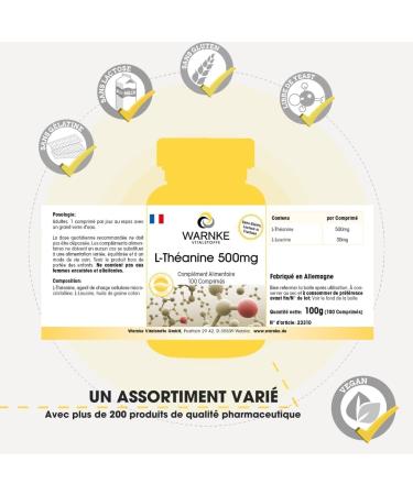 L-Theanine tablets - 500mg - vegan - 100 tablets - Amino acids | Warnke Vitalstoffe - Quality from German pharmacies - Buy Online on GoSupps.com