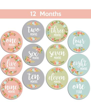 Floral Baby Monthly Stickers for Girls | Set of 24 Newborn Milestone Month Stickers - Buy Online on GoSupps.com