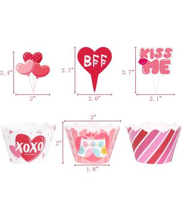 Valentine's Day Cupcake Toppers Wrappers - Cake Decorations Party Supplies 60Ct - Buy Online on GoSupps.com