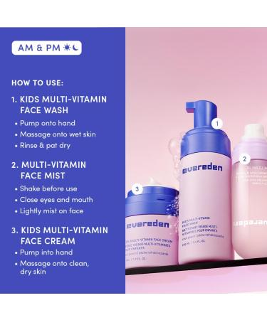 Evereden Kids Multi-Vitamin Hydrating Face Mist Face Wash & Kids Face Cream Set: Clean Vegan and Multivitamin-Rich Kids Skin Care Set for 6 & up - Moisturize Nourish Protect & Refresh - Buy Online on GoSupps.com