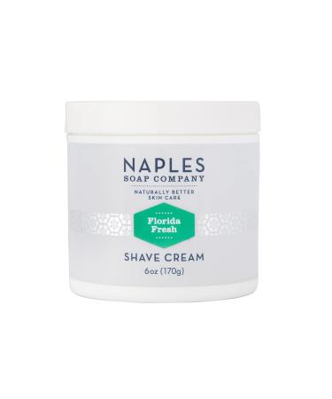 Naples Soap Company Hydrating Shave Cream Non-Comedogenic Unisex Vegan Formula with Natural Shea and Cocoa Butters for a Smooth Close Shave Florida Fresh 6oz