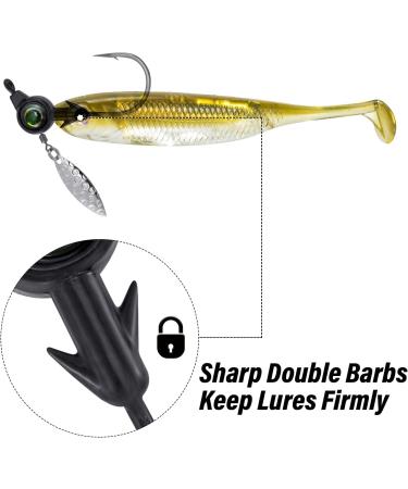 Dr.Fish 10 Pack Underspin Jigs with Mustad Hooks | Crappie Jig Heads | Willow Blade | Unpainted Jig for Saltwater/Freshwater Fishing | Bass Trout Bluegill | 1/8oz - 3/8oz | Black 1/4oz (#4/0 Hooks) - Buy Online on GoSupps.com