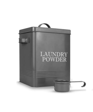 Laundry Powder Tin with Scoop | Grey Dishwasher Detergent Container | Cleaning & Washing Supplies | Coated Steel Box with Lid | Carry Handles | M&W - Buy Online on GoSupps.com
