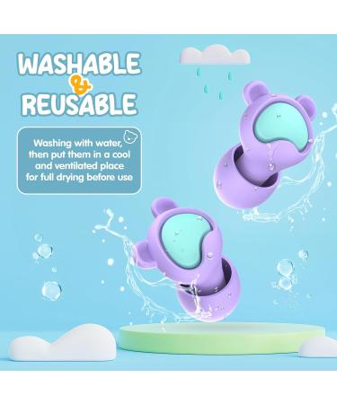 Kids Ear Plugs for Small Ears - Reusable Silicone Noise-Canceling Earplugs for Concerts Flying Study & Anxiety Relief (Age 6-12 2 Pairs Purple & Yellow - Buy Online on GoSupps.com